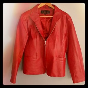 Red leather jacket